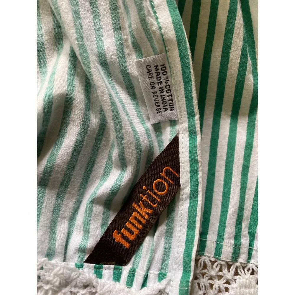 Funktion Mixed Print Ruffled Apron Floral Polka Dot Stripe Lace Trim Cotton